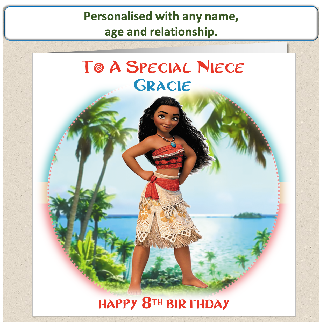Personalised Moana Birthday Card - Moa3
