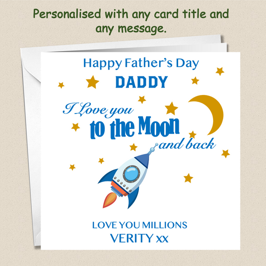 Personalised Father's Day Love you to the Moon and Back Card