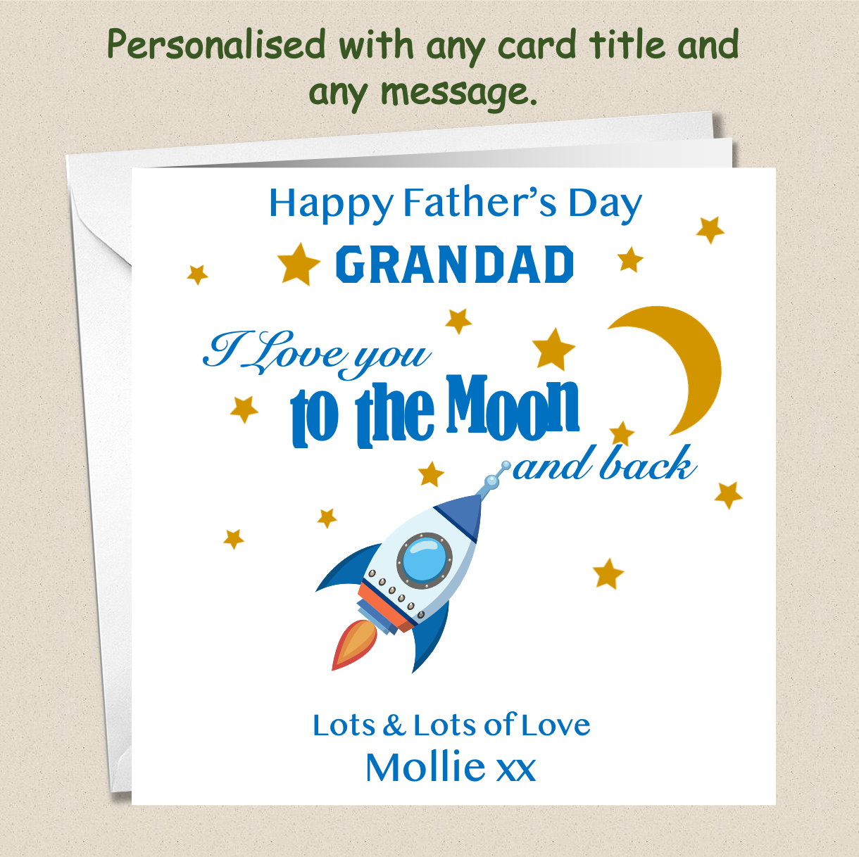 Personalised Father's Day Love you to the Moon and Back Card