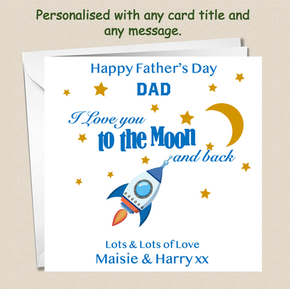 Personalised Father's Day Love you to the Moon and Back Card