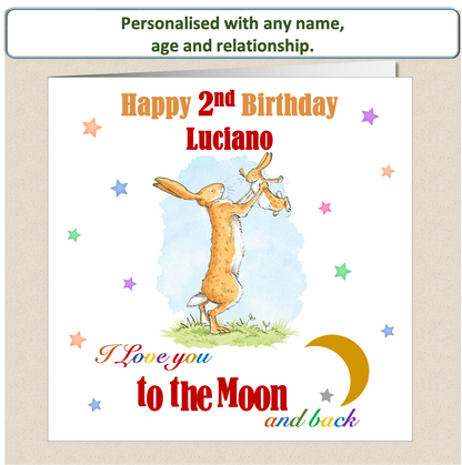 Personalised Kids Childs Love You To The Moon and Back Birthday Card