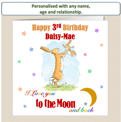 Personalised Kids Childs Love You To The Moon and Back Birthday Card