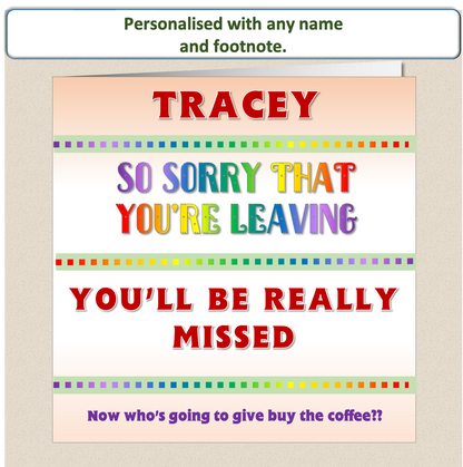 Sorry You're Leaving Card New Job Good Luck Will Miss You