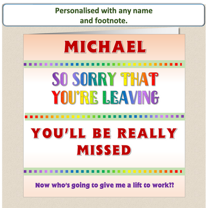 Sorry You're Leaving Card New Job Good Luck Will Miss You