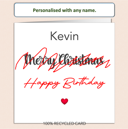 Personalised Male Birthday Card with Any Name Recycled Quirky Design