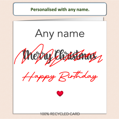 Personalised Male Birthday Card with Any Name Recycled Quirky Design