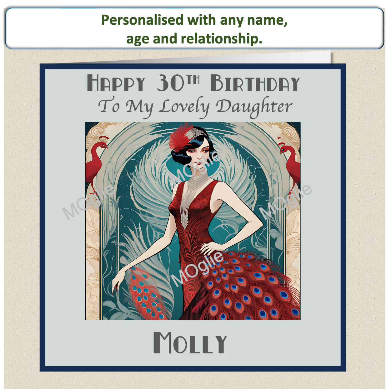 art deco lady, red peacock flapper dress, elegant vintage retro style.