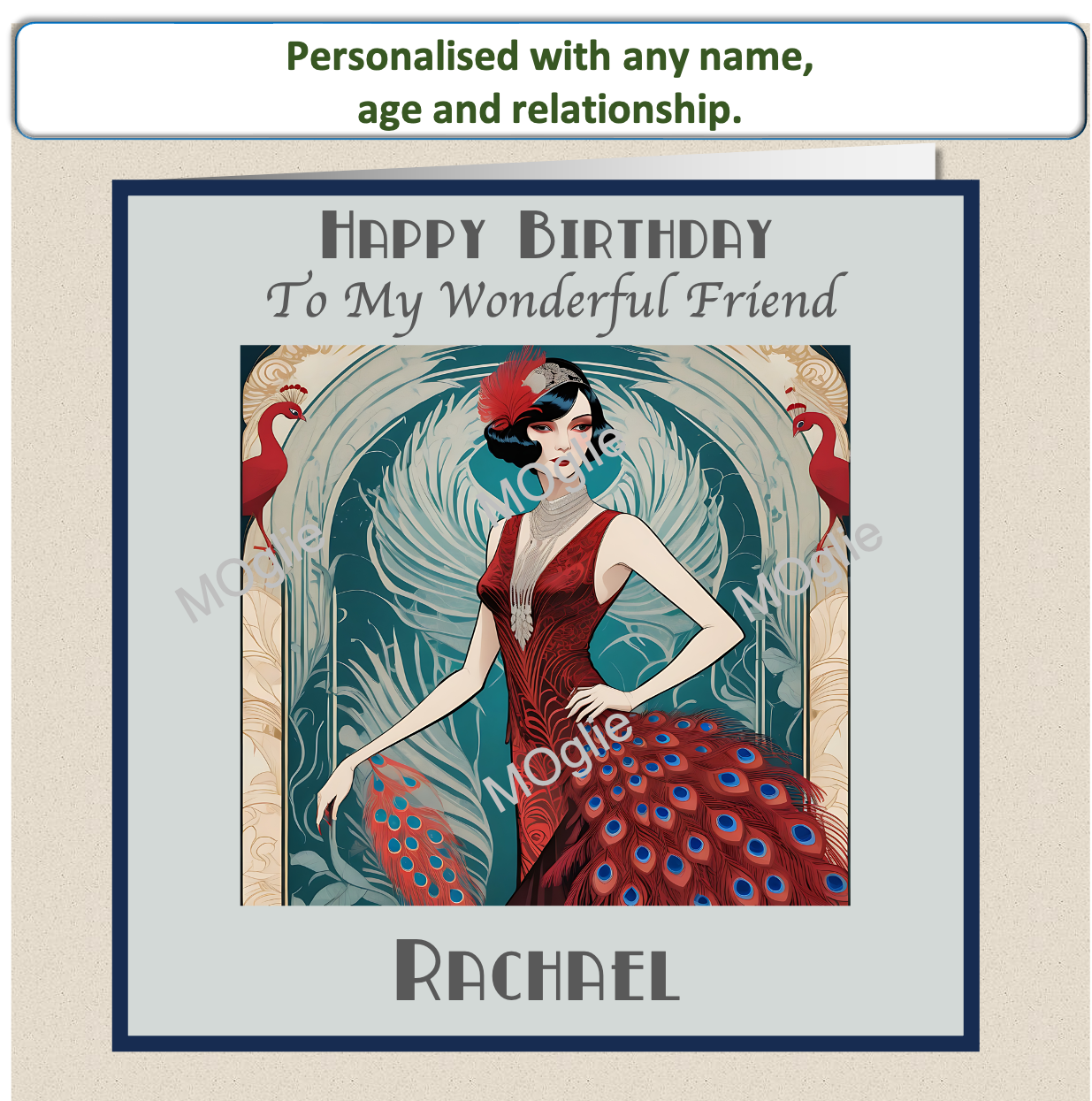 art deco lady, red peacock flapper dress, elegant vintage retro style.
