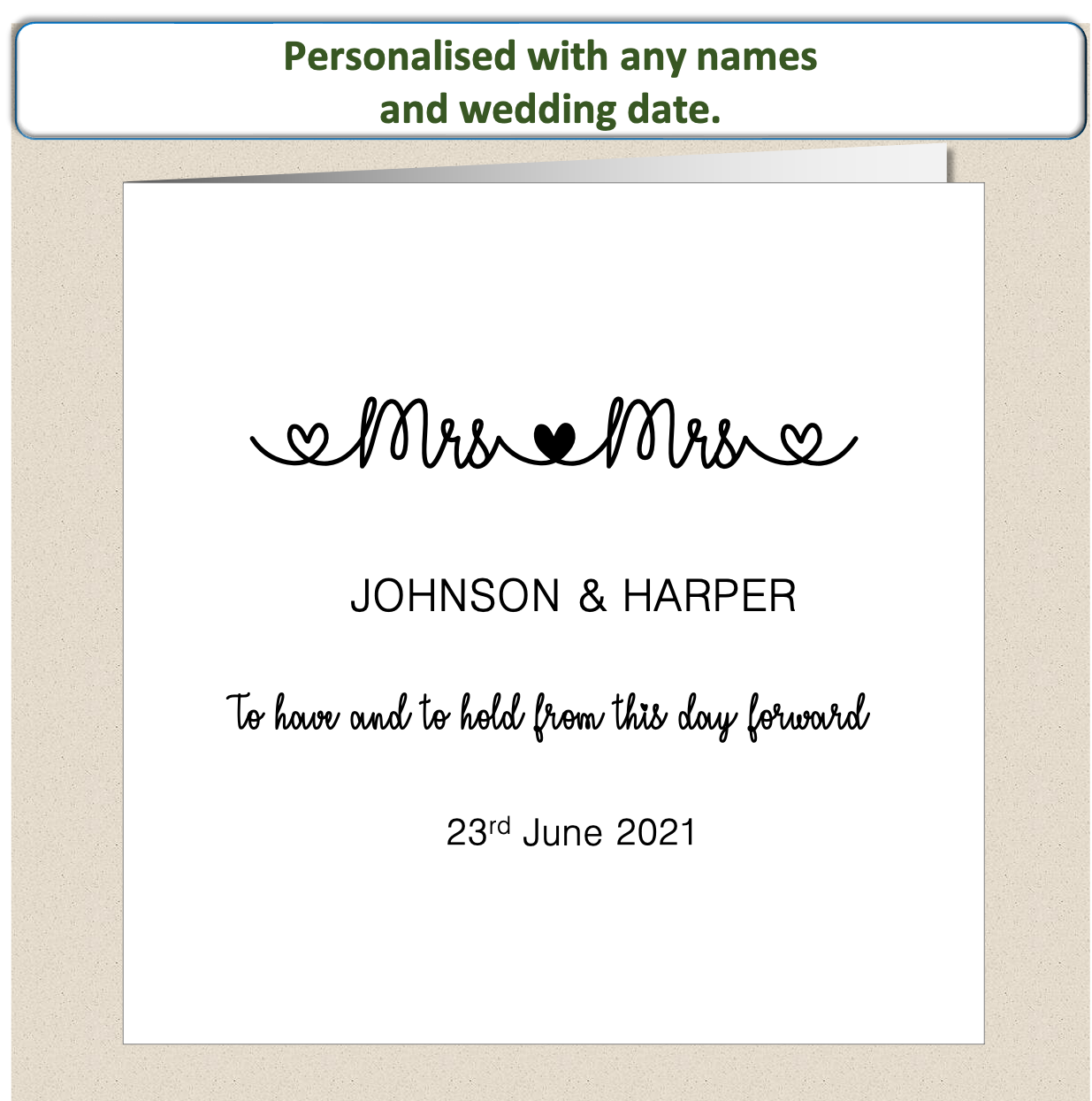 Personalised Contemporary Wedding Day Card - (Design 3)