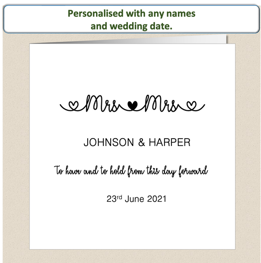 Personalised Contemporary Wedding Day Card - (Design 3)