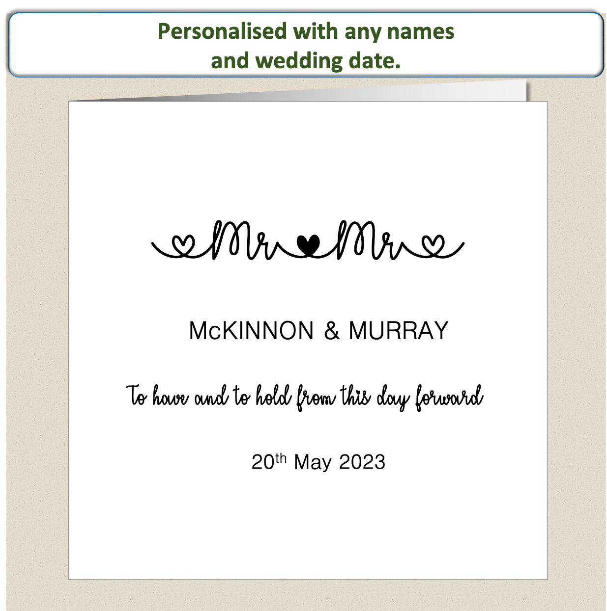 Personalised Contemporary Wedding Day Card - (Design 3)