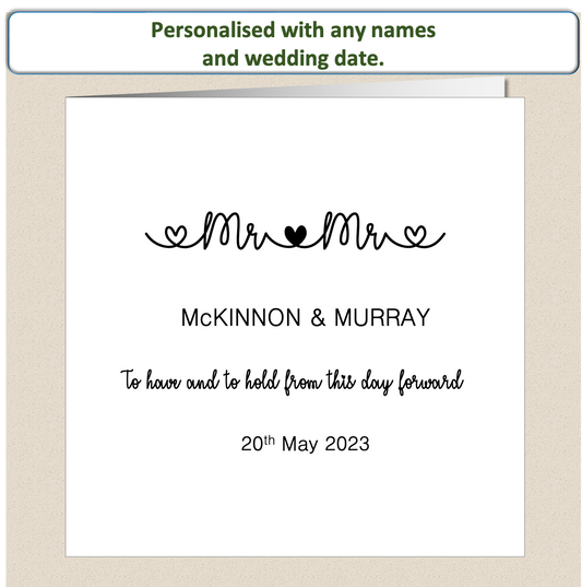 Personalised Contemporary Wedding Day Card - (Design 3)
