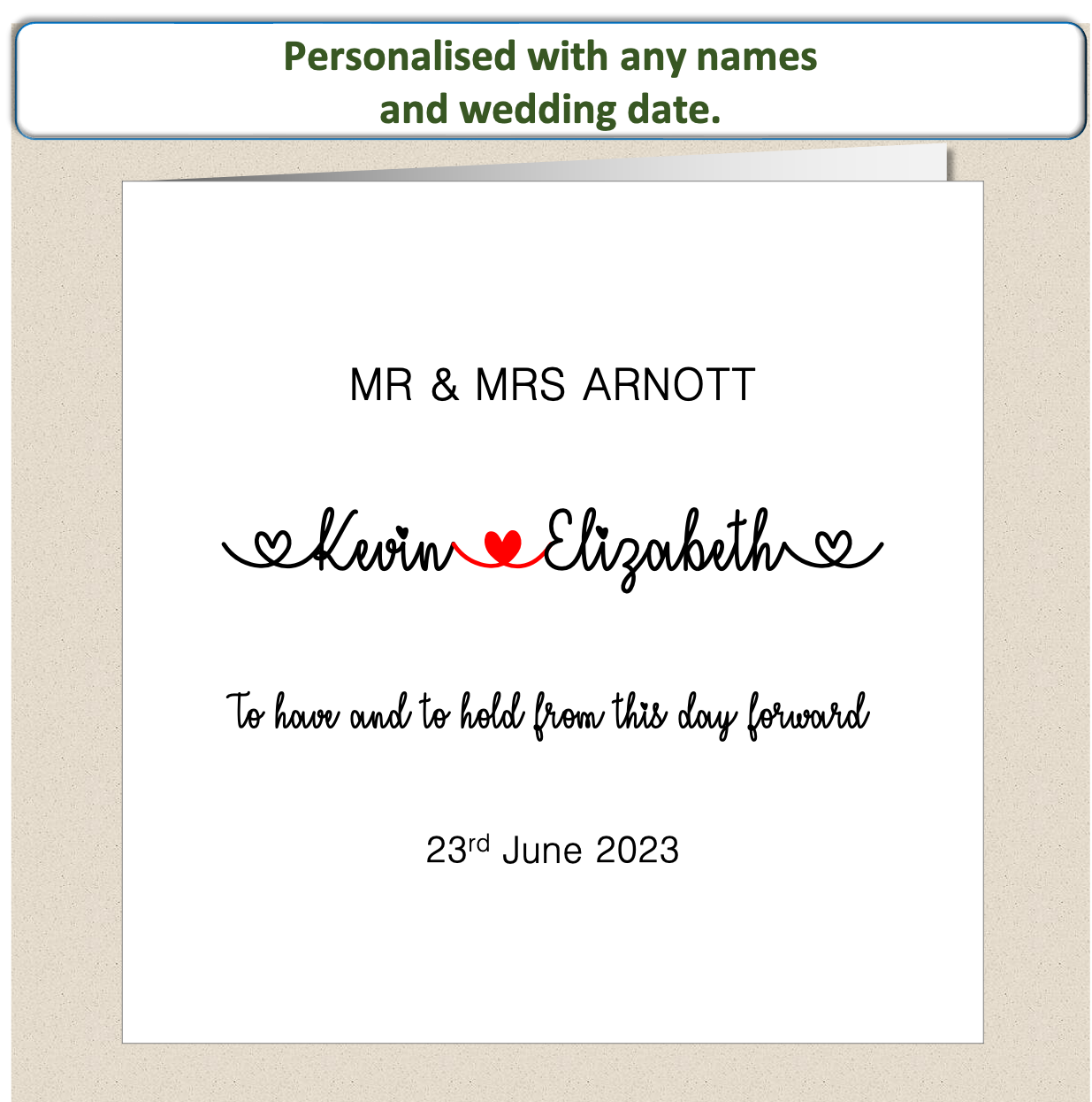 Personalised Contemporary Wedding Day Card - (Design 5)