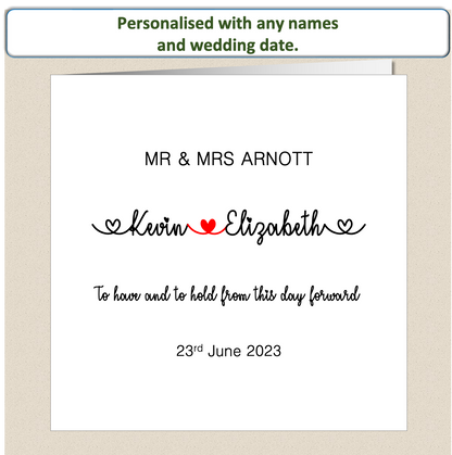 Personalised Contemporary Wedding Day Card - (Design 5)