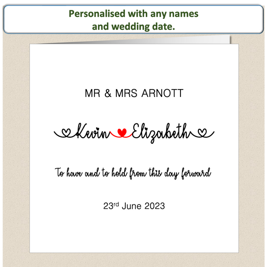 Personalised Contemporary Wedding Day Card - (Design 5)