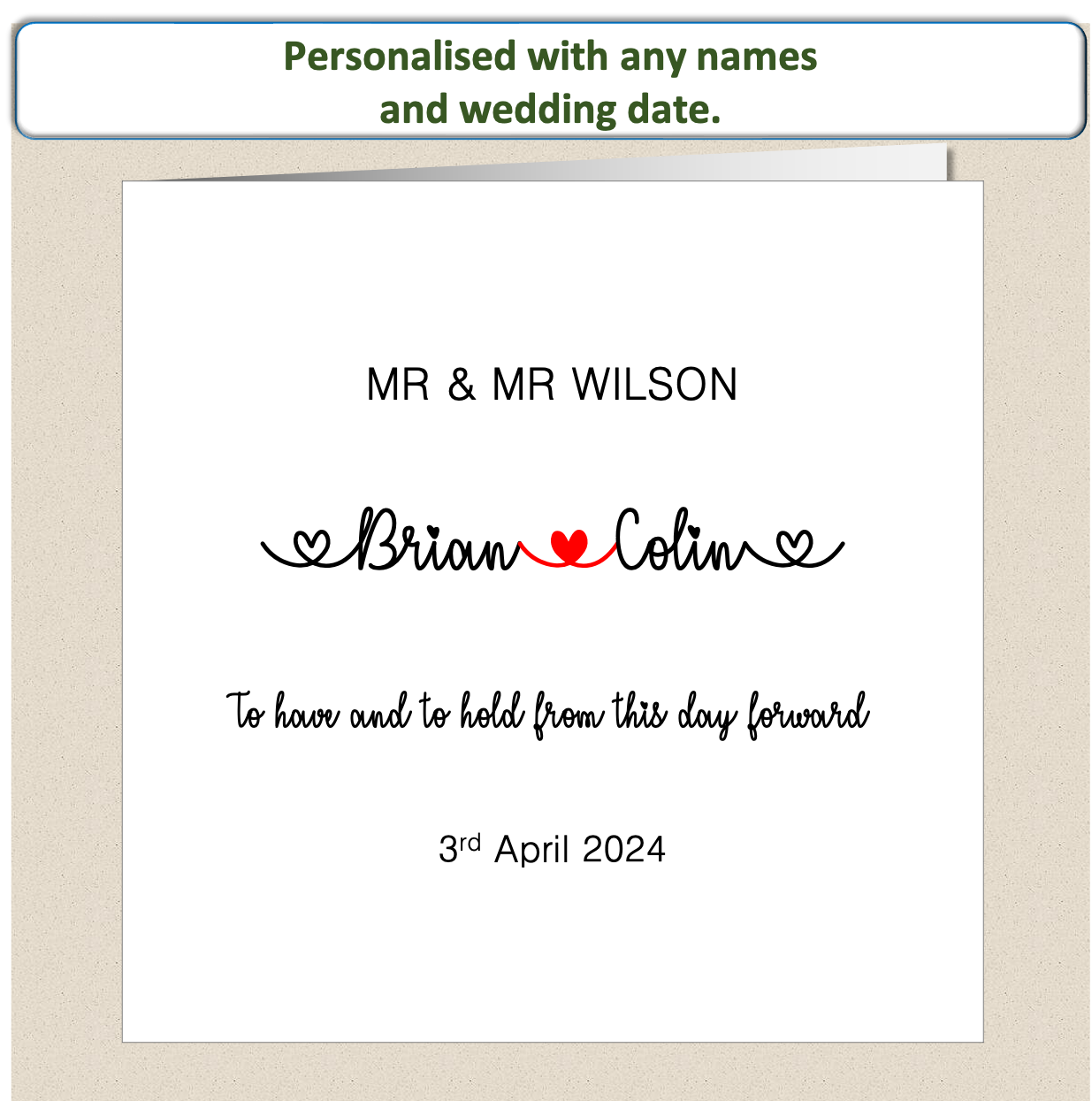 Personalised Contemporary Wedding Day Card - (Design 5)