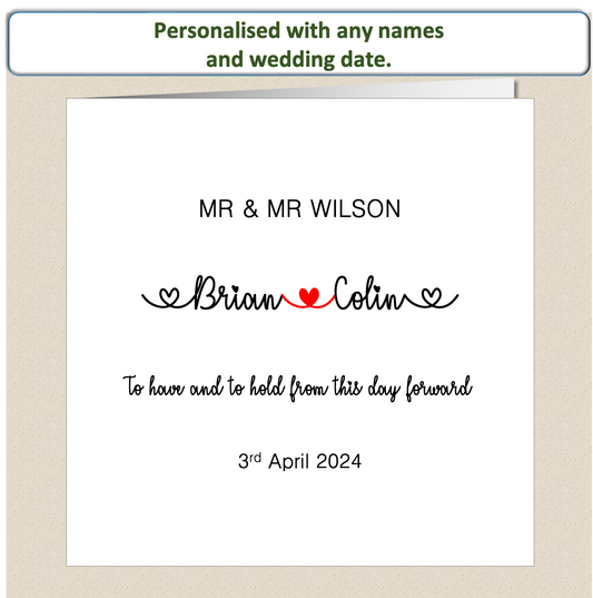 Personalised Contemporary Wedding Day Card - (Design 5)