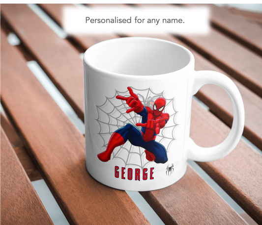 Personalised Spider-Man Mug – Custom Name Web-Slinger Gift for Kids