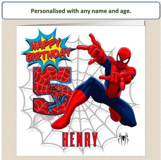 Personalised Spiderman Birthday Cards - 4 to 8 - SPID3