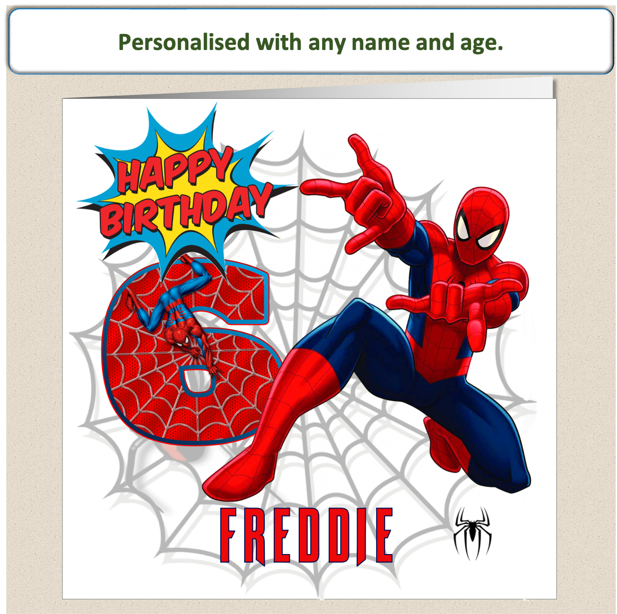 Personalised Spiderman Birthday Cards - 4 to 8 - SPID3