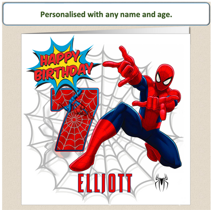 Personalised Spiderman Birthday Cards - 4 to 8 - SPID3
