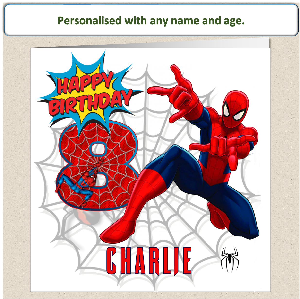 Personalised Spiderman Birthday Cards - 4 to 8 - SPID3