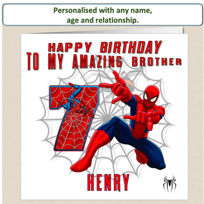 Personalised Spiderman Birthday Cards with name and relationship - SPID6