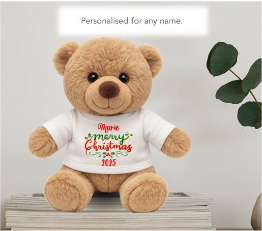 Personalised Merry Christmas Teddy Bear – Cute Cuddly Gift