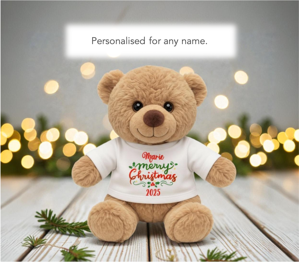 Personalised Merry Christmas Teddy Bear – Cute Cuddly Gift