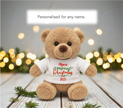 Personalised Merry Christmas Teddy Bear – Cute Cuddly Gift
