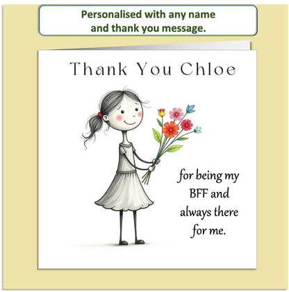 Personalised Thank You Card – Mollie & Doodle Flower Girl  – Custom Name & Message
