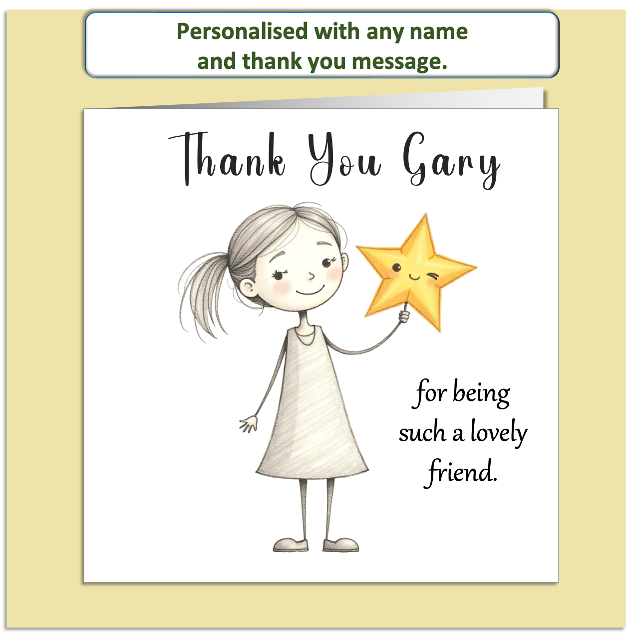 Personalised Thank You Card – Mollie & Doodle Minimalist Design – Custom Name & Message