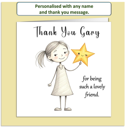 Personalised Thank You Card – Mollie & Doodle Minimalist Design – Custom Name & Message