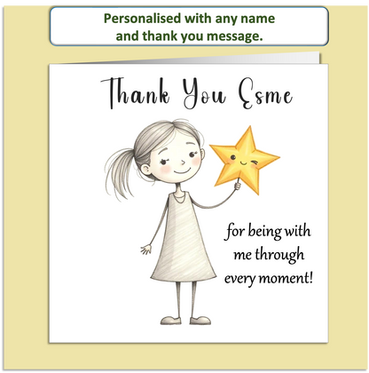 Personalised Thank You Card – Mollie & Doodle Minimalist Design – Custom Name & Message
