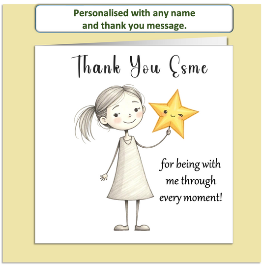 Personalised Thank You Card – Mollie & Doodle Minimalist Design – Custom Name & Message