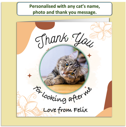 Personalised Cat Thank You Card – Custom Photo & Name – Pet Sitter Thank You