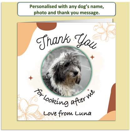 Personalised Dog Thank You Card – Custom Photo & Name – Pet Sitter / Walker