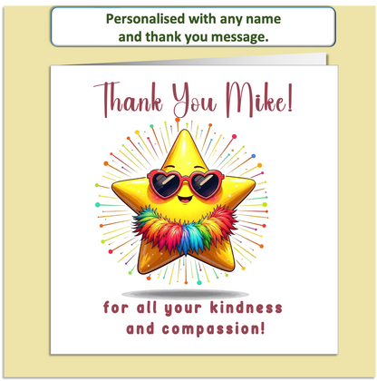 Personalised Thank You Card – Fabulous Star Design – Custom Name & Message