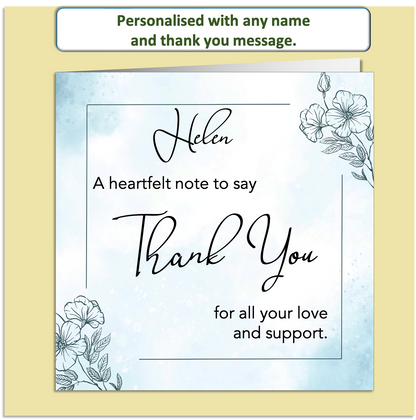 Personalised Thank You Card – Watercolour Floral Design – Custom Name & Message