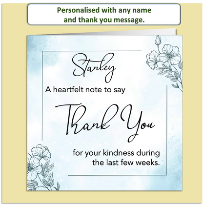 Personalised Thank You Card – Watercolour Floral Design – Custom Name & Message