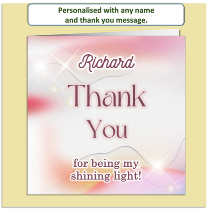 Personalised Thank You Card – Sparkling Light Design – Custom Name & Message