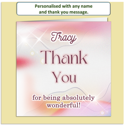 Personalised Thank You Card – Sparkling Light Design – Custom Name & Message