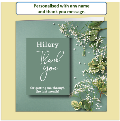 Personalised Thank You Card – Elegant Floral Design – Custom Name & Message