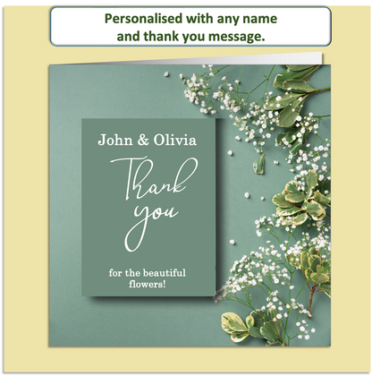 Personalised Thank You Card – Elegant Floral Design – Custom Name & Message