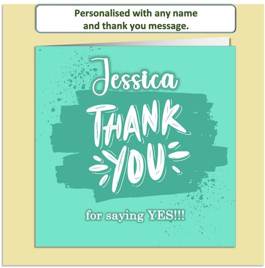 Personalised Thank You Card – Bold Brushstroke Design – Custom Name & Message