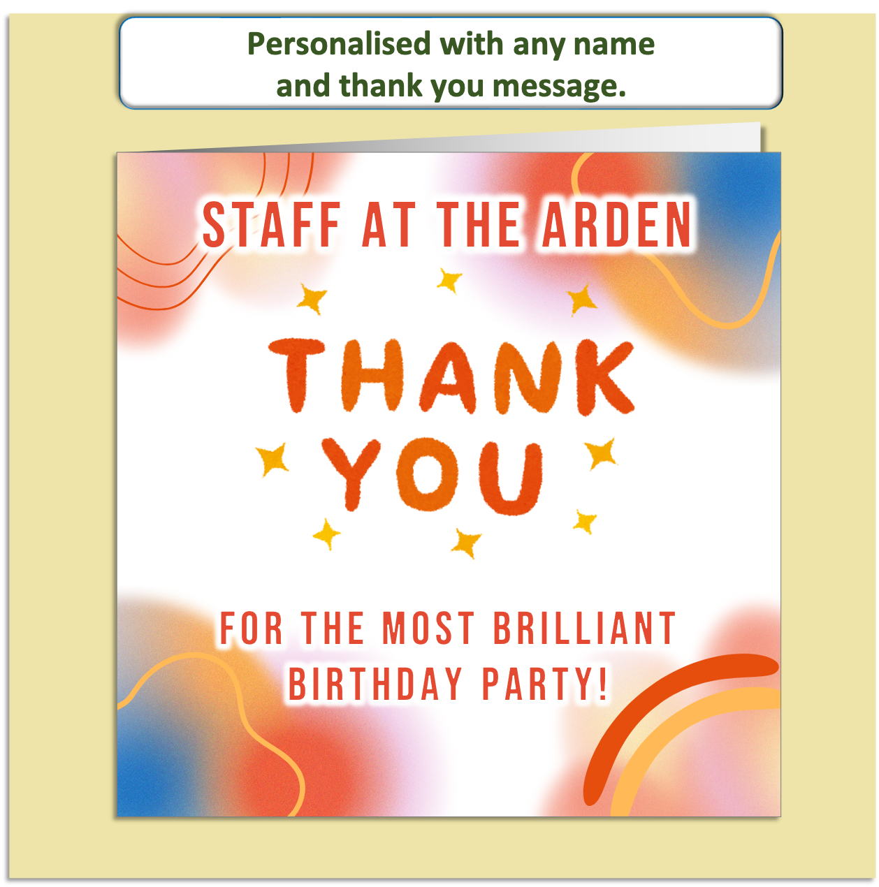 Personalised Thank You Card – Bold Celebration Design – Custom Name & Message