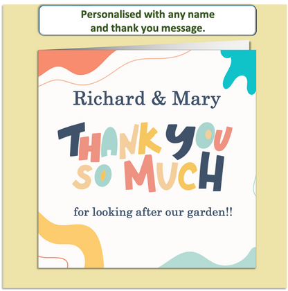 Personalised Thank You Card – Colourful Abstract Design – Custom Name & Message