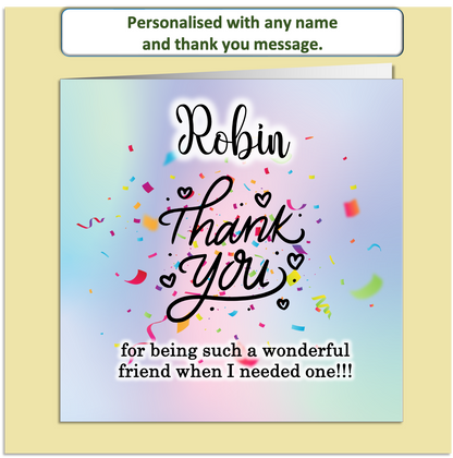 Personalised Thank You Card – Custom Name & Message – Celebration Design