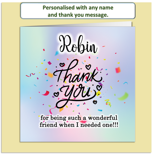 Personalised Thank You Card – Custom Name & Message – Celebration Design