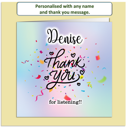 Personalised Thank You Card – Custom Name & Message – Celebration Design